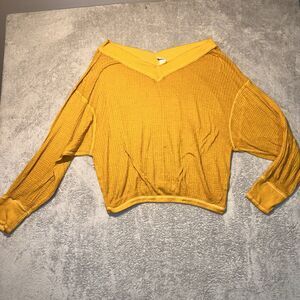 We The Free Free People Lightweight Thin Long Sleeve Top Size Large Orange